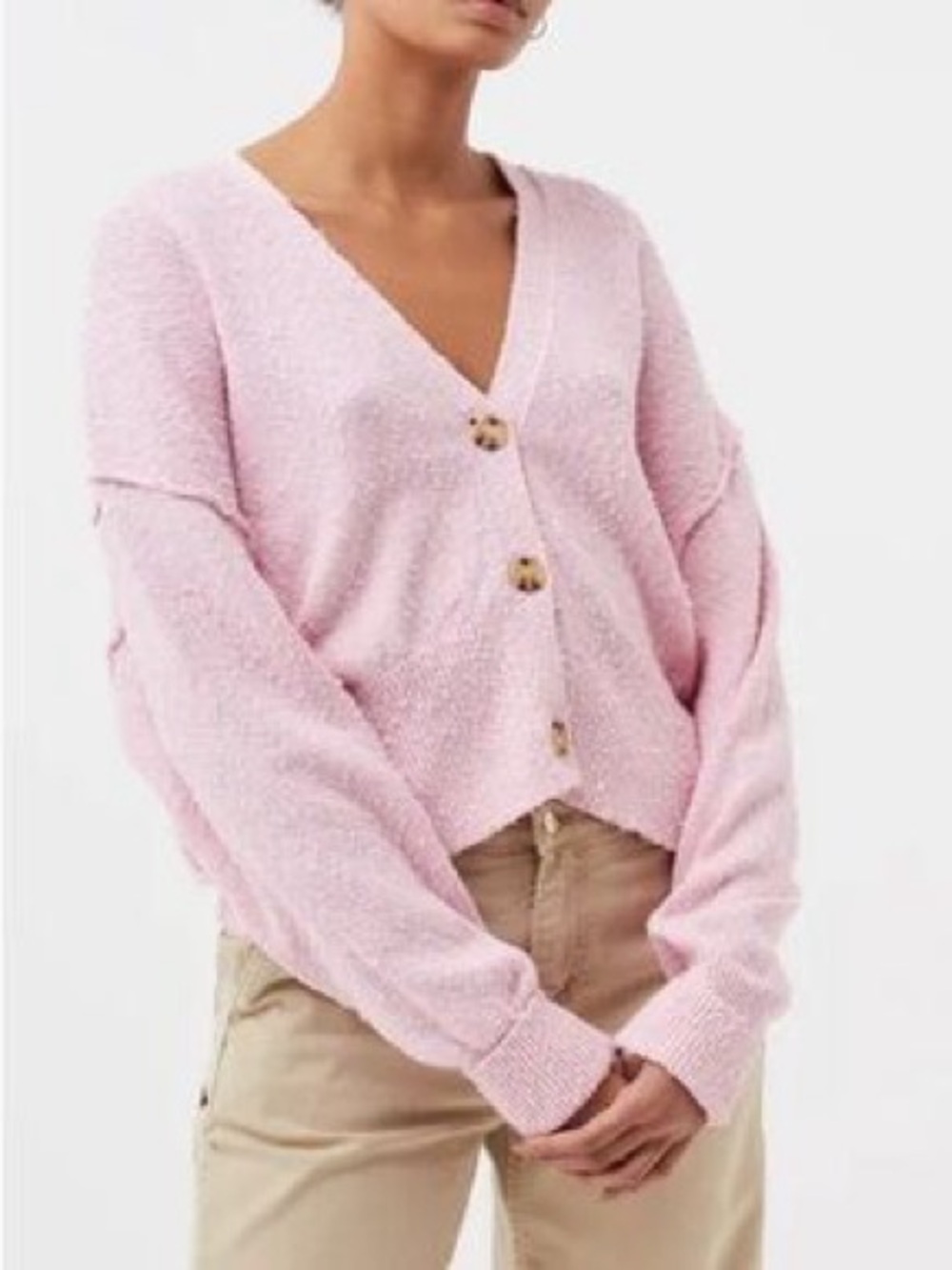 NWT Free People Women's Found My Friend Cardigan Sweater In Pink Size Large